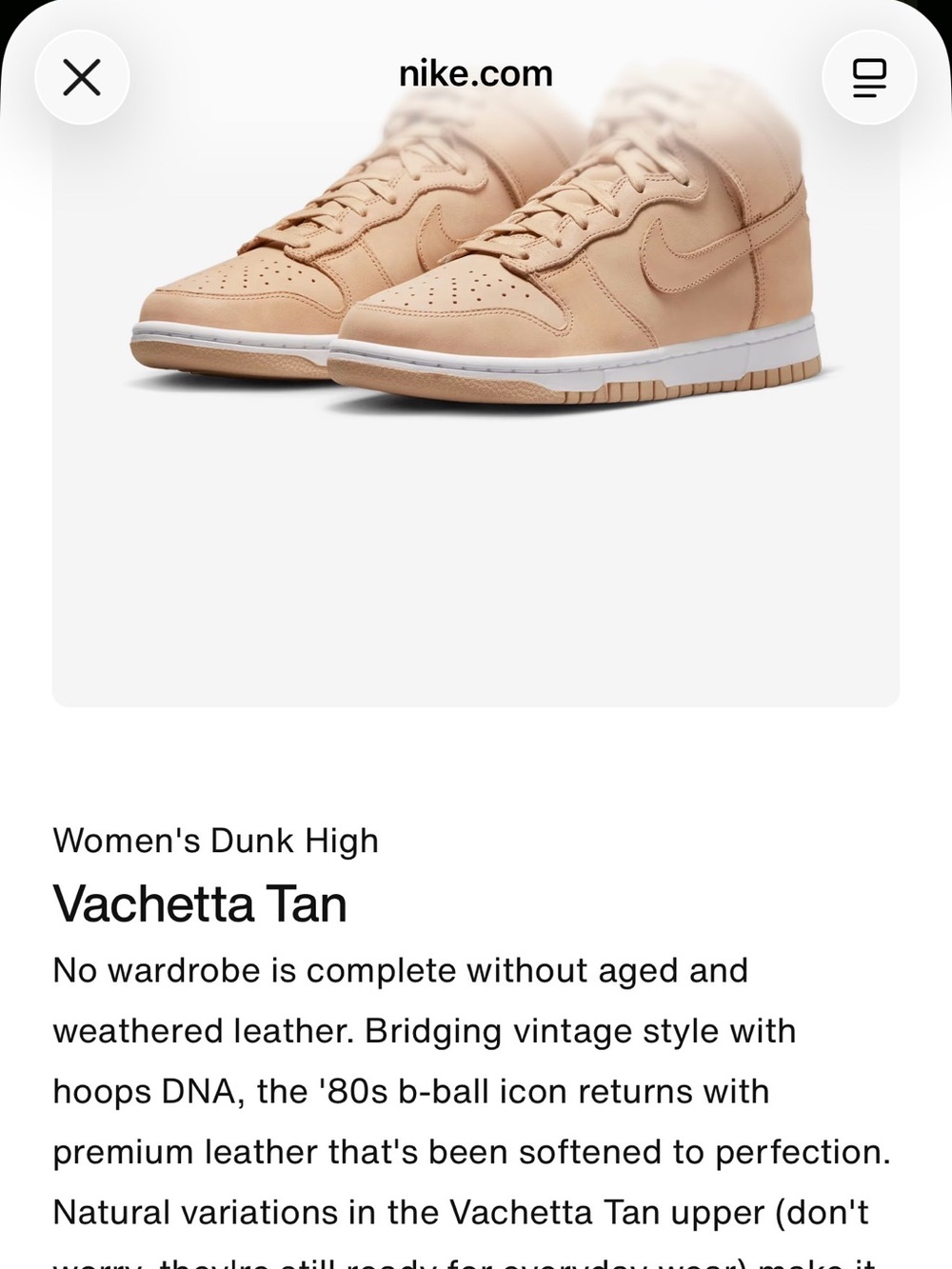 Nike Women's Heeled Boots in Vachetta Tan Leather